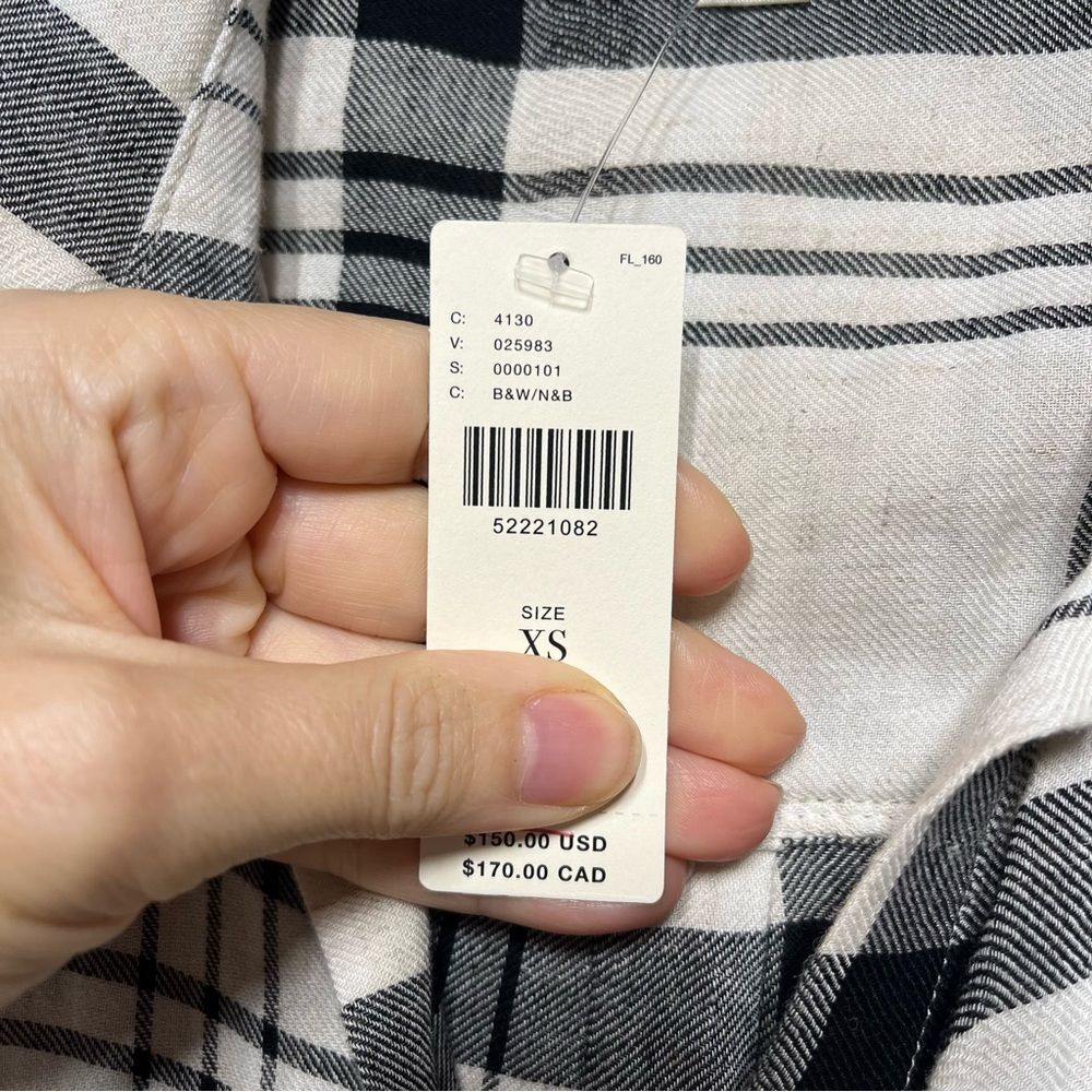 Anthropologie Cloth & Stone Hannah Midi Shirtdress in Black and White XS NWT - Picture 4 of 15